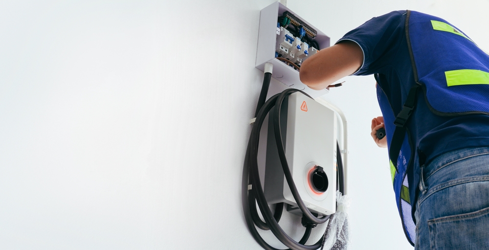 Electrician Installing Home EV Charger